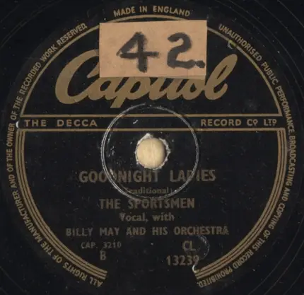 The Sportsmen With Billy May And His Orchestra - Me And My Shadow / Goodnight Ladies