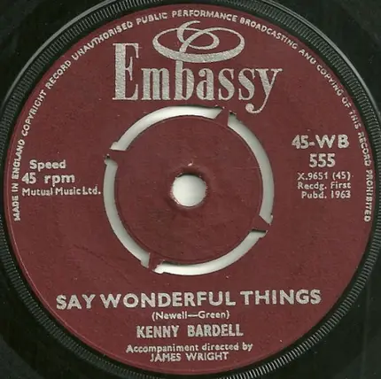 The Starlings / Kenny Bardell - Island Of Dreams / Say Wonderful Things