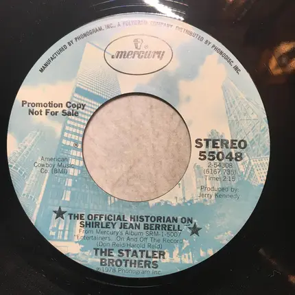 The Statler Brothers - The Official Historian On Shirley Jean Berrell