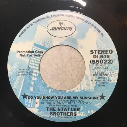 The Statler Brothers - Do You Know You Are My Sunshine