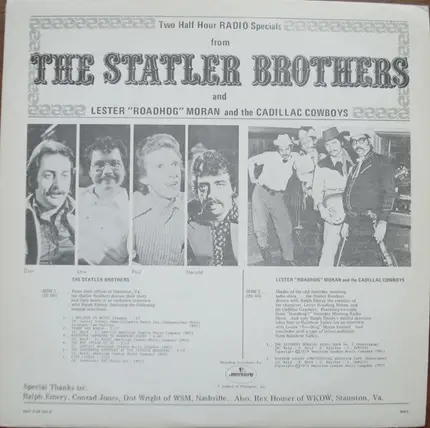 The Statler Brothers & Lester "Roadhog" Moran & The Cadillac Cowboys - Two Half Hour Radio Specials