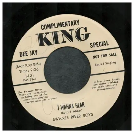 The Swanee River Boys - I Wanna Hear / I Got Tired