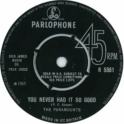 The Paramounts - You Never Had It So Good