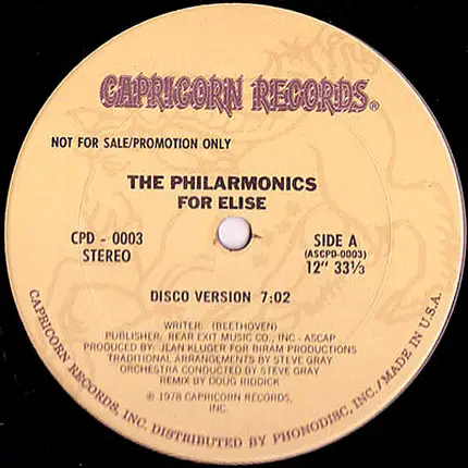The Philarmonics - For Elise (Disco Version) / Piano Concerto