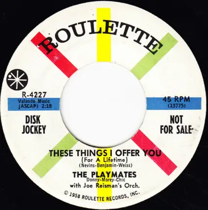 The Playmates With Joe Reisman And His Orchestra - Second Chance