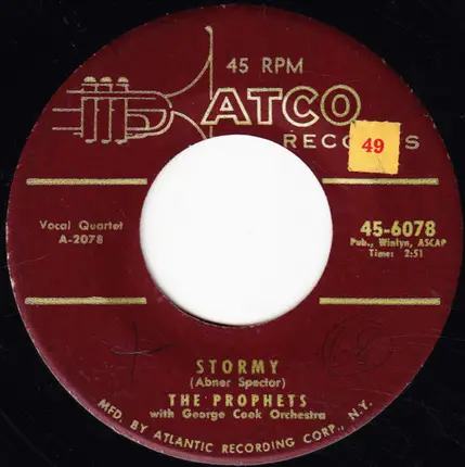 The Prophets With George Cook Orchestra - Baby Come Back