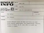 7inch Vinyl Single - The Royals - Lady Di