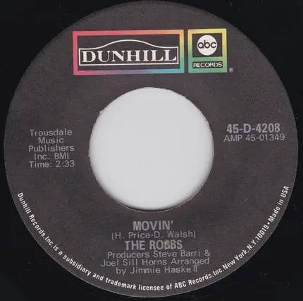 The Robbs - Movin' / Write To You