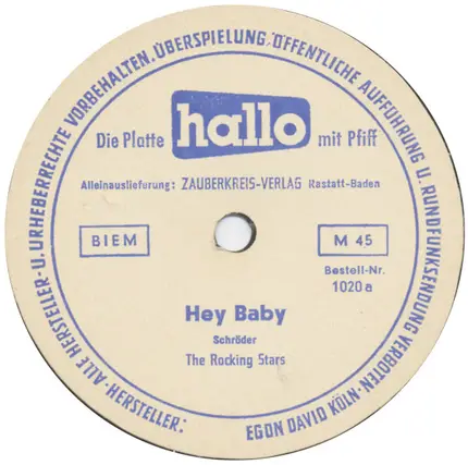 The Rocking Stars / Alric Gleiser Quartett - Hey Baby / Czardas Blues