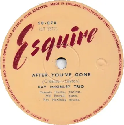 The Ray McKinley Trio - Sugar / After You've Gone