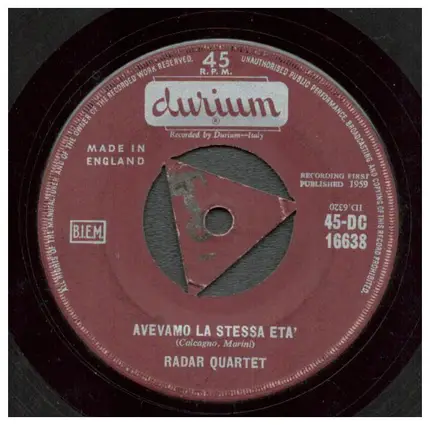 The Radar Quartet - Nessuno/Avevamo La Stessa Eta'