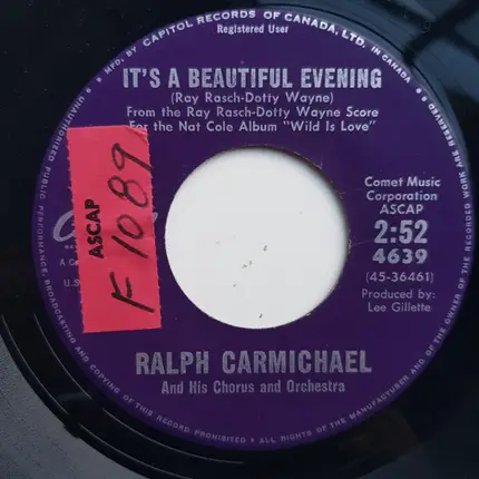 The Ralph Carmichael Singers And Ralph Carmichael Orchestra - It's A Beautiful Evening / Later Than Spring