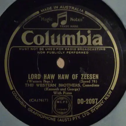 The Western Brothers - Lord Haw Haw Of Zeesen / Bad Show Chaps