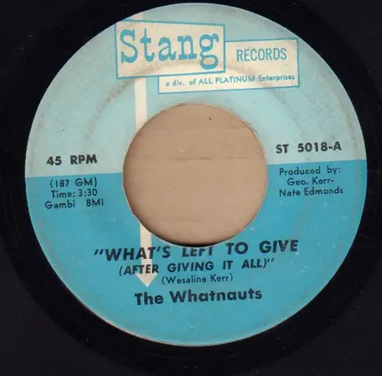 The Whatnauts - What's Left To Give (After Giving It All) / Just Can't Leave My Baby