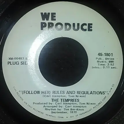The Temprees - (Follow Her) Rules And Regulations / I'm For You, You For Me