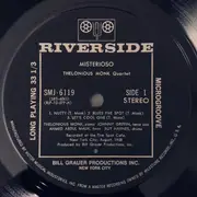 LP - Thelonious Monk Quartet - Misterioso - + Insert