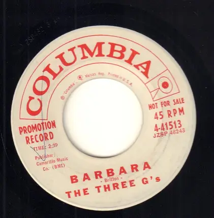 The Three G's - Don't Cry Katy / Barbara
