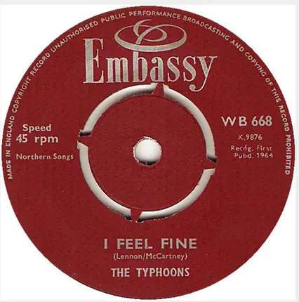 The Typhoons / Mike Redway - I Feel Fine / A Message To Martha (Kentucky Bluebird)