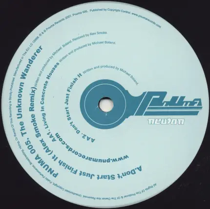 The Unknown Wanderer - Don't Start Just Finish It / Living In Concrete Houses