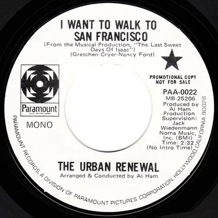 The Urban Renewal , Mary Mayo - I Want To Walk To San Francisco
