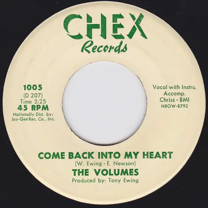 The Volumes - Come Back Into My Heart / The Bell