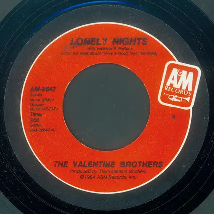 The Valentine Brothers - Lonely Nights / Computer Boogie