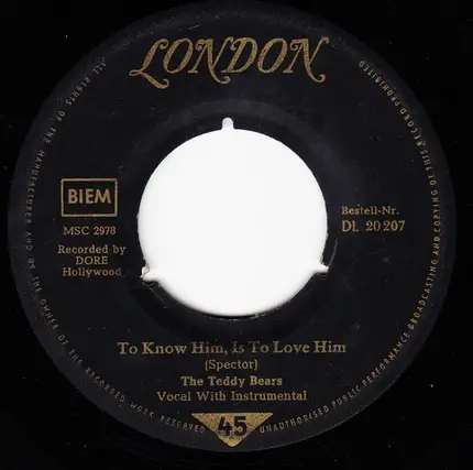 The Teddy Bears - To Know Him, Is To Love Him