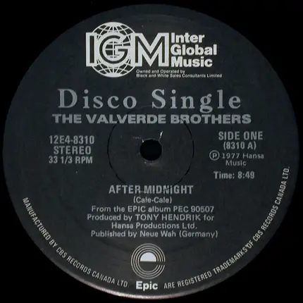 The Valverde Brothers, Valverde Brothers - After Midnight / Layla