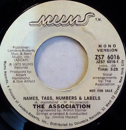The Association - Names, Tags, Numbers & Labels