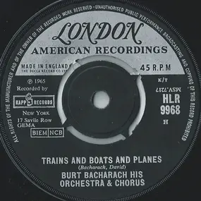 The Burt Bacharach Orchestra & Chorus - Trains And Boats And Planes