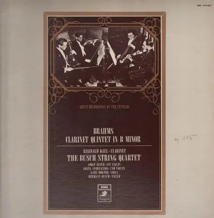 The Busch String Quartet - Clarinet Quintet in B Minor (Brahms)