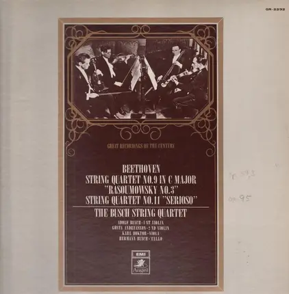 The Busch String Quartet - String Quartet No.9 ... 'Rasoumowsky'.. (Beethoven)