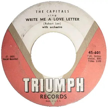 The Capitals - Write Me A Love Letter / Three O'Clock Rock