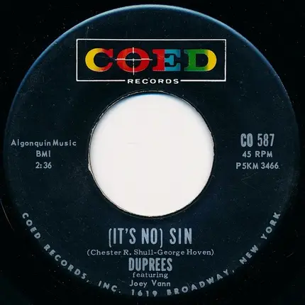 The Duprees - (It's No) Sin / The Sand And The Sea