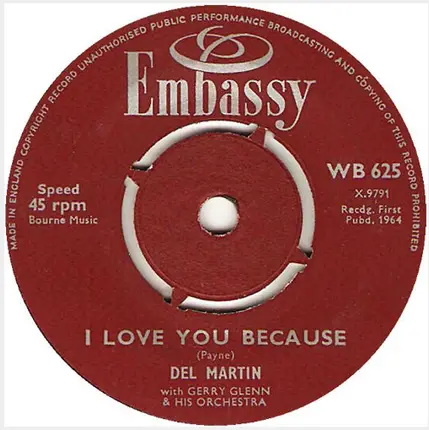 The Jaybirds / Del Martin With Gerry Glenn And His Orchestra - Can't Buy Me Love / I Love You Because