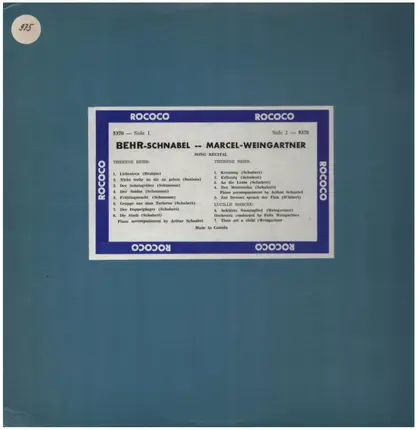 Therese Behr / Lucille Marcel - Song Recital