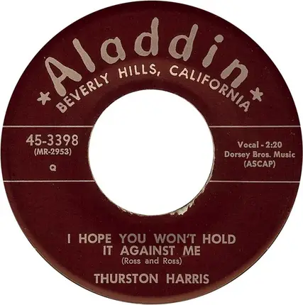 Thurston Harris - Little Bitty Pretty One / I Hope You Won't Hold It Against Me