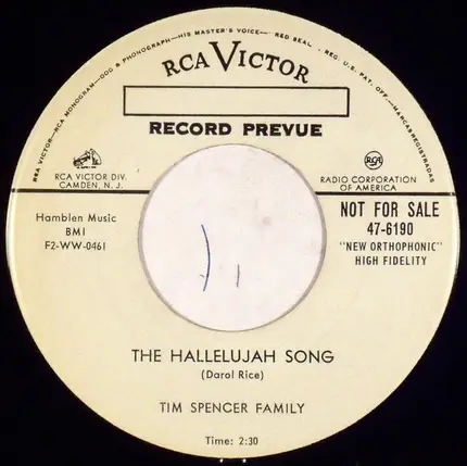 Tim Spencer Family - The Hallelujah Song / Friends I Know