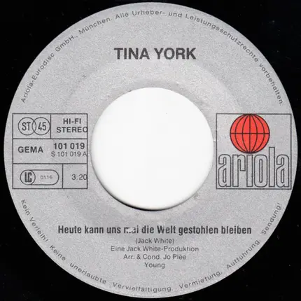 Tina York - Heute Kann Uns Mal Die Welt Gestohlen Bleiben