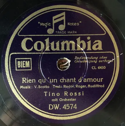 Tino Rossi - Ecoutez Les Mandolines / Rien Qu'un Chant D'amour