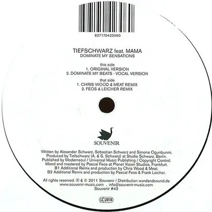 Tiefschwarz Feat. Mama - Dominate My Sensations