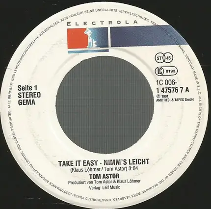 Tom Astor - Take It Easy - Nimm's Leicht