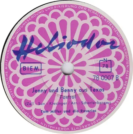 Tom Miller Und Die Rosarios - Thomas Rock Aus Alabama / Jenny Und Benny Aus Texas