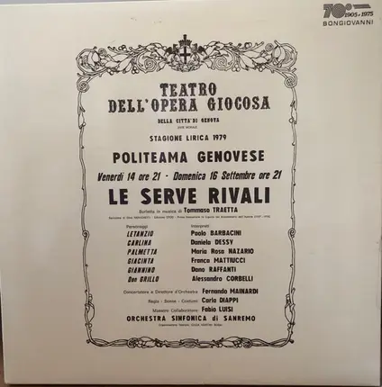 Traetta - Le Serve Rivali