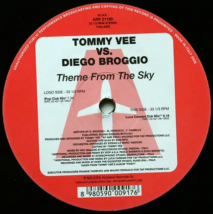 Tommy Vee Vs. Diego Broggio - Theme From The Sky