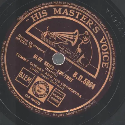 Tommy Dorsey And His Orchestra - I Never Knew / Blue Skies