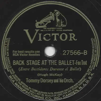 Tommy Dorsey And His Orchestra - Blue Skies / Back Stage At The Ballet