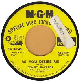 tommy edwards - As You Desire Me / Suzie Wong