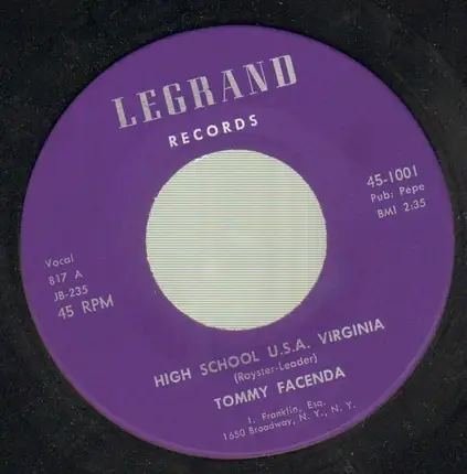 Tommy Facenda - High School U.S.A. (Virginia) / Give Me Another Chance