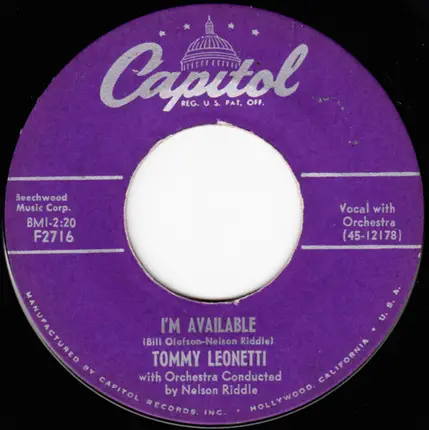 Tommy Leonetti - And I Still Love You / I'm Available